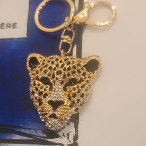 Gold and Crystal Leopard Keychain